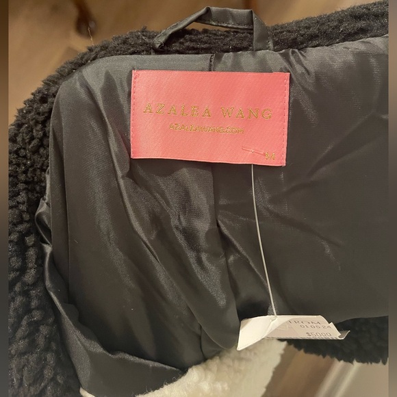 New Azalea Wang check it, black and white long teddy trench coat, size medium - Picture 5 of 11